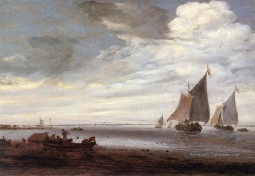 River Bateau paysage marin Plage de Salomon van Ruysdael Peinture à l'huile